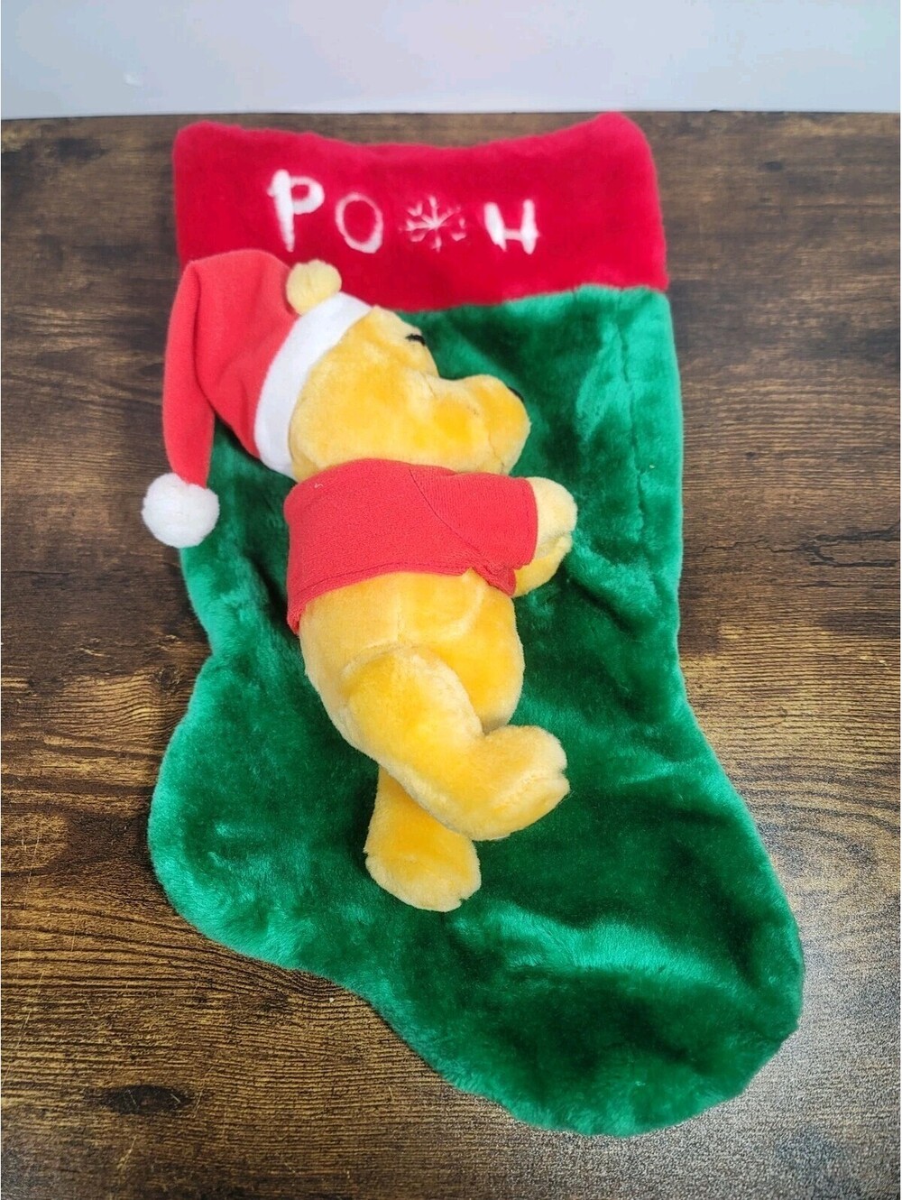 Disney Winnie the Pooh 16" Christmas Plush Stocking Bear Missing Trumpet